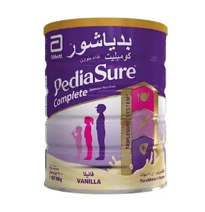 Picture of Pediasure Vanilla BabyNutrition specialty formulated to help keep you strong and healthy. Vanilla flavored milk powder. With Omega 3, Ensure a complete and balanced diet Supplements for adults age 45+. It contains a perfect blend of 32 essential nutrients and is specially designed for adults to keep them strong and healthy and to aid recovery.  Product Of Dubai Milk (1-10 Years) - 900g