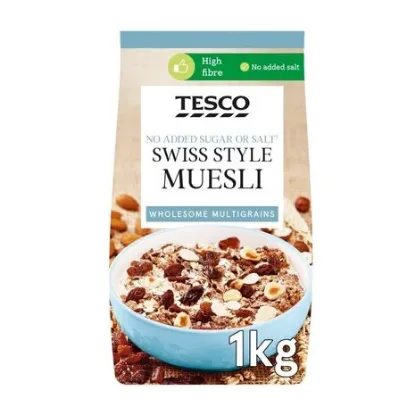 Picture of Tesco Swiss Style No Added Sugar Muesli 1Kg